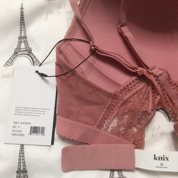 Knix Lace Deep V Bralette Sz XL in Pink Sorbet - Picture 7 of 7